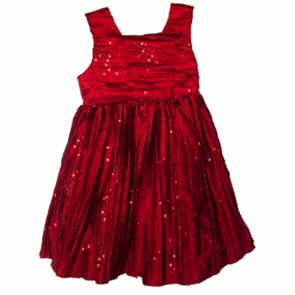 3T red fancy dress sequined crinkle girls dress - Picture 1 of 7